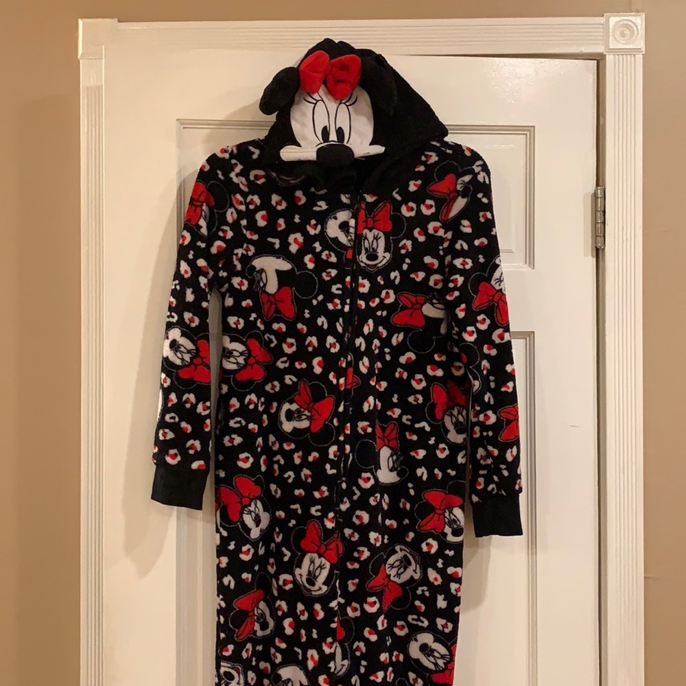 Disney Minnie Mouse hooded one piece  pjs